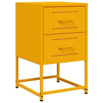 Mesita De Noche | Mesilla De Noche Acero Amarillo Mostaza 36x39x60,5 Cm