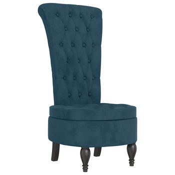 Sillón De Salón | Silla | Sillón De Respaldo Alto Con Botones Terciopelo Azul