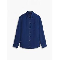 tommy hilfiger camisa manga larga mw0mw41530 pgmnt dyed-dcc carcon navy para hombre