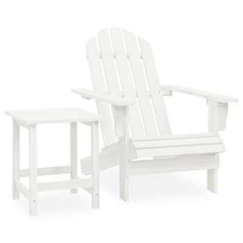 Silla Con Otomana Y Mesa Jardín Adirondack Macizo Abeto Blanco Vidaxl