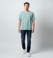 tommy hilfiger para hombre mw0mw39249 camiseta con cuello de pico y logo bordado turquesa s casual algodon manga corta