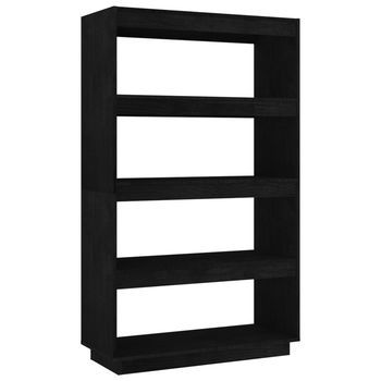 Estantería | Librería | Armario De Libros/divisor De Espacios Madera Pino Negro 80x35x135 Cm