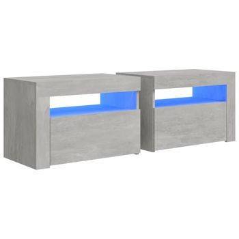 Mesitas De Noche Con Leds 2 Unidades Gris Hormigón 60x35x40 Cm Vidaxl