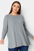 yours camiseta gris canale con vuelo  mujer curvy y tallas grandes yours