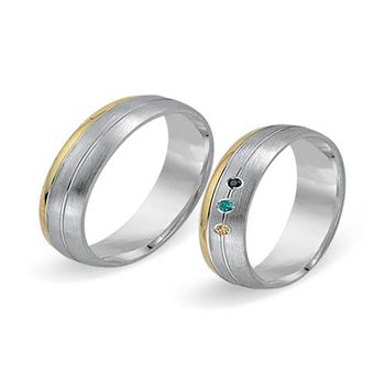 Alianzas 18 quilates oro amarillo-blanco 3 diamantes