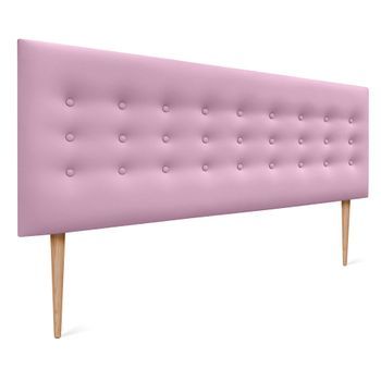 Dhome Cabecero De Polipiel Con 3 Hileras De Botones Y Patas Cabezal Tapizado Cama Lujo (rosa, 135cm)