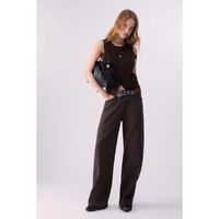 liu jo pantalones pantalon straight con cinturilla asimetrico para mujer