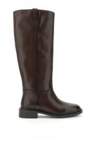 botas de piel con cremallera dark brown 37