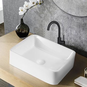 Lavabo De Encimera Nettlife, Lavabo De Baño Cuadrado De Cerámica Con Efecto Loto 48*37cm