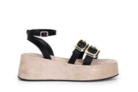 sandalias cuna doble banda con hebilla y pulsera al tobillo black