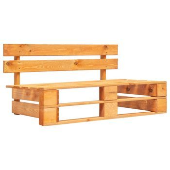 Sofá Central Palets Jardín | Sofá De Exterior Madera Pino Impregnada Marrón Miel
