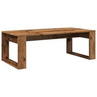 mesa de centro estilo rustico 102 x 50 x 35 cm madera de ingenieria efecto envejecido marron dec040204