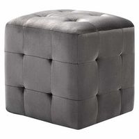 juego de 2 mesitas de noche - mesillas terciopelo gris 30x30x30 cm mc5541