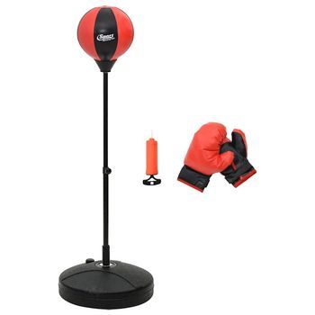 Set De Punching Ball Guantes Y Bomba Altura Ajustable 81-122 Cm Vidaxl
