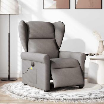 Sillón De Salón | Silla | Silló Reclinable De Masaje Eléctrico Tela Gris Taupe