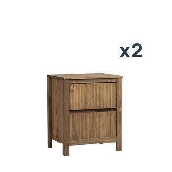 Pack 2 Mesitas De Noche En Madera Maciza Color Nogal Klast Home 50 X 58 Cm - Nogal