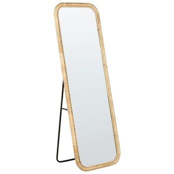 Espejo De Pie Elegante De Ratán 150x50 Cm Estilo Boho Salón Dormitorio Accesorios Para El Hogar Natural Malange