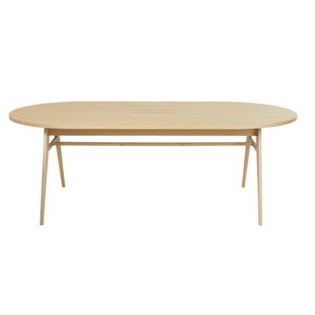 Mesa para hostelería para reuniones ovalada de madera de roble beige para 6/8 personas, long. 220