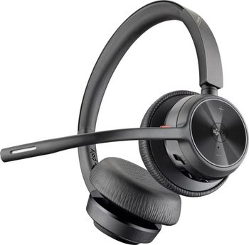 Poly - Auriculares inalámbricos Voyager 4320 UC (Plantronics) - Auriculares con micrófono de brazo - Se conectan a PC/Mac con el adaptador Bluetooth USB-C y a celulares a través de Bluetooth