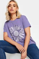 yours camiseta lila de flor con tachas mujer curvy y tallas grandes yours