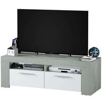 mueble tv ambit blanco artik blanco mate - gris cemento 120 x 40 x 42cm cm