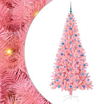 Árbol De Navidad | Decoraciones De Navidad Con 300 Led Con Soporte Rosa 210 Cm Pvc
