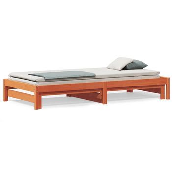 Sofá Cama | Cama Individual | Cama Para Adultos Nido Madera Maciza De Pino Marrón Cera 90x200 Cm