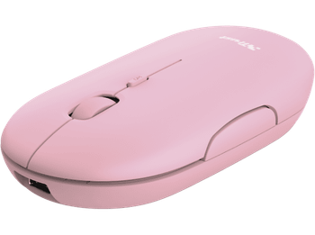 Ratón inalámbrico - Trust Puck, 1600 ppp, Bluetooth, RF inalámbrico, USB-A, USB 2.0, Recargable, Rosa