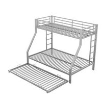 litera de metal con cama nido 90x200 y 140x200 cm estructura de acero con escaleras plateado