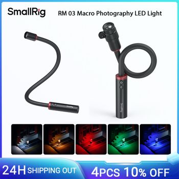 SmallRig RM 03 Macro fotografía luz LED con difusor foco Barndoor de 4 hojas, salida de 5 colores alto brillo para vídeo -5480