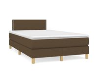 cama box spring con colchon tela marron oscuro 120x200 cm liso con clavos
