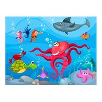 papel pintado 3d - pulpo y tiburon 400x309 cm