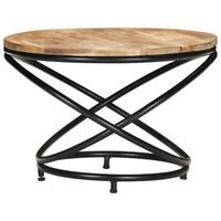 mesa de cafe - mesa de centro madera maciza de mango rugosa negra 60x60x40 cm