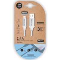 cable usb 20 tech one tech tec2005 1m blanco trenzado lightning 24a resistencia superior