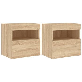 Muebles De Tv De Pared Luces Led 2 Uds Roble Sonoma 40x30x40 Cm Vidaxl