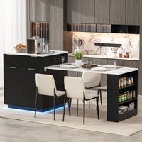 isla de cocina con ruedas mesa extensible de 1275 a 205 cm y luz led