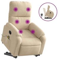 sillon reclinable de masaje elevable tela de microfibra crema vidaxl