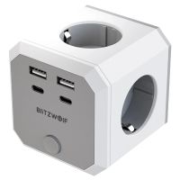 blitzwolf bw-ec2 enchufe de pared 8 en 1 con enchufe eumultiplicador de corriente de 4000w con interruptor4 salidas ac