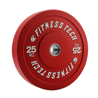 disco bumper plate 25 kg fitness tech alta resistencia rojo unidad