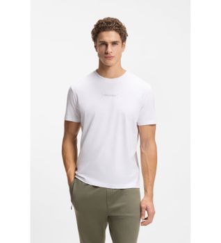 BOSS para hombre. 50559235 Camiseta Globe Pattern blanco (3XL), Casual, Algodón, Manga corta