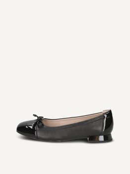 CAPRICE Ballerina, black, made of Leather with Trapeze heel, Size 36
