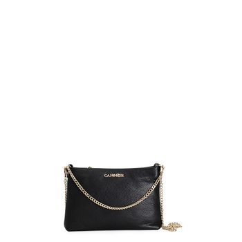 bolso de mano de piel texturizada con bandoleras de cadena black
