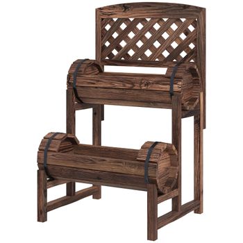 Outsunny Jardinera elevada con enrejado cuadrado para huerto 2 niveles para terraza, balcón, jardín 42x49x80 cm Marrón   Aosom España