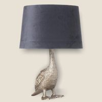 gary the goose silver table lamp with grey shade