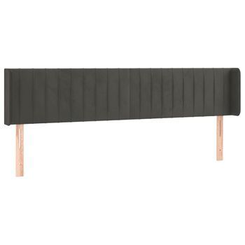 Cabecero Cama Mueble De Dormitorio Con Led De Terciopelo Oscuro 163 X 16 X 78/88 Cm Gris M02_0008856