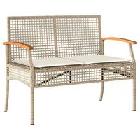 banco de jardin  banco de exterior  silla de jardin con cojin ratan sintetico beige y madera acacia