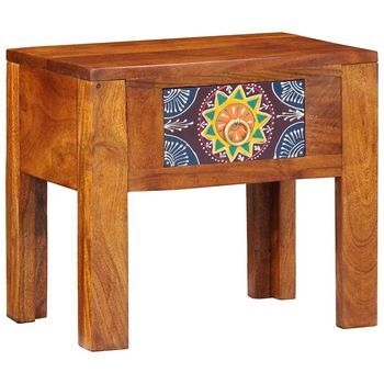 Mesa Lateral | Mesas Auxiliar Con Cajón Marrón 40 X 30 X 36 Cm