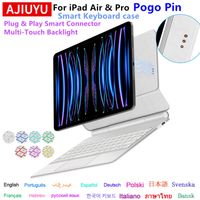 teclado magico pogo pin para ipad pro 11 129 funda con teclado inteligente para ipad air 11 13 m3m4 air 7 6 5 4 multitactil retroiluminado