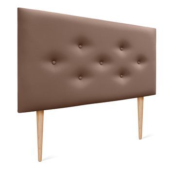 Dhome Cabecero De Polipiel Con 3 Hileras Intercaladas De Botones Y Patas Cabezal Tapizado Cama Lujo (arcilla, 90cm)