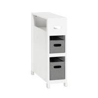 armario auxiliar de bano con 1 estante 2 cestos mdf blanco